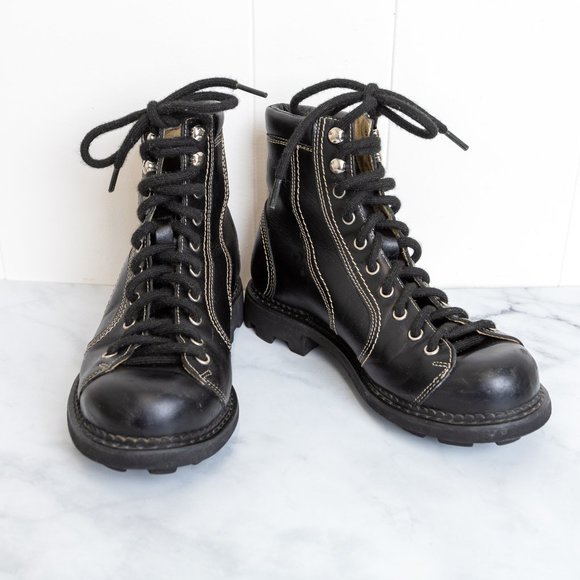 John Fluevog Shoes - John Fluevog 7th Heaven Angels Black Leather Boots Size Men's 4.5 / Women's 6.5